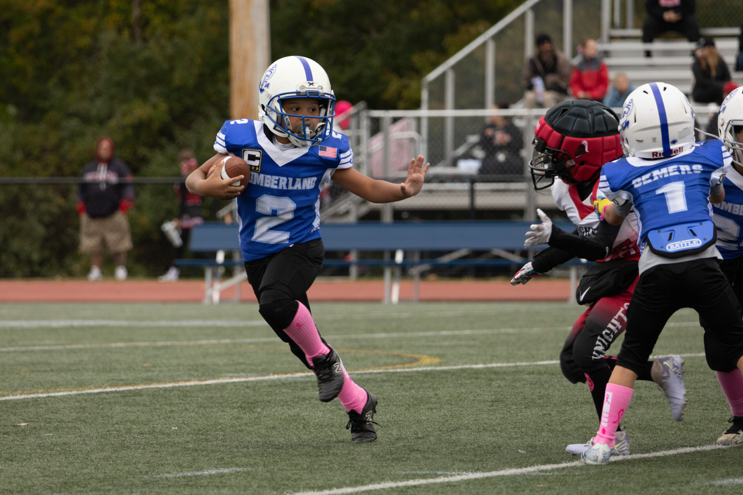 young football player makes a move